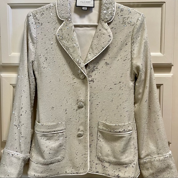 Alexis XS sequin jacket with satin trim - Picture 1 of 4